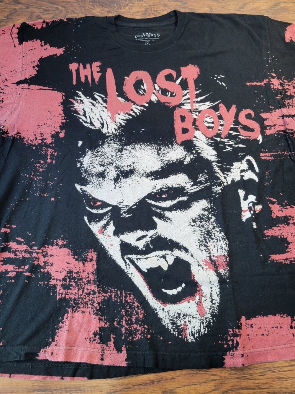 THE LOST BOYS David Graffiti Jumbo Print Black Shirt sz 2X XXL EUC Horror Movie